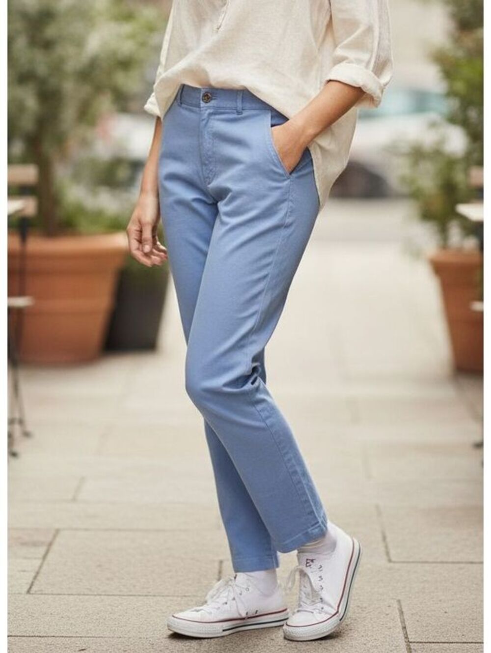 Olsen Light Blue Straight Leg Pants US 6 Classic Trousers Casual